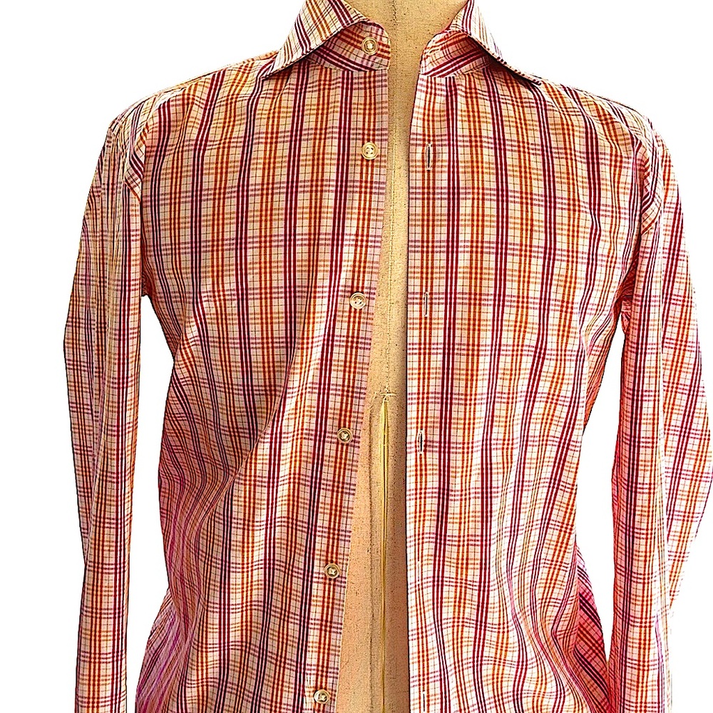 HUGO BOSS LONG SLEEVE PLAID SHIRT 15/38 SLIM FIT